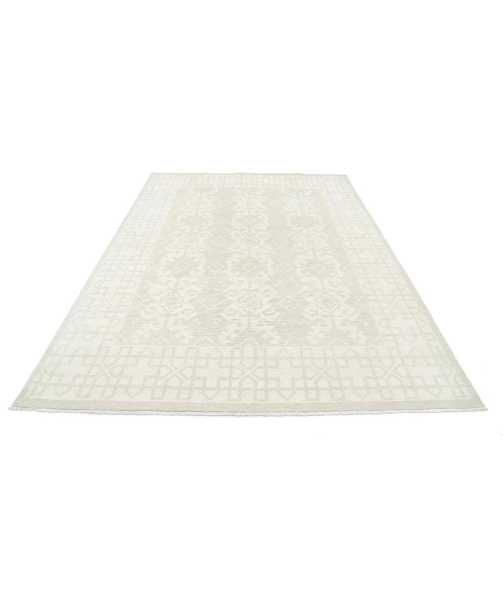 Tan Afghan Khotan Rug 7' 2" x 9' 11" Hand-Knotted | No. AT11443