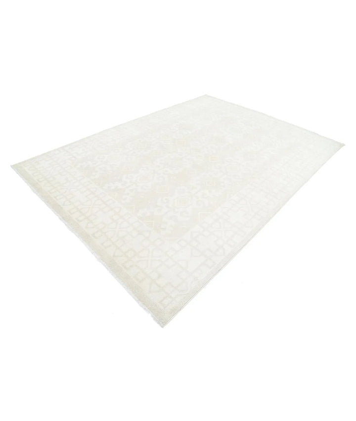 Tan Afghan Khotan Rug 7' 2" x 9' 11" Hand-Knotted | No. AT11443