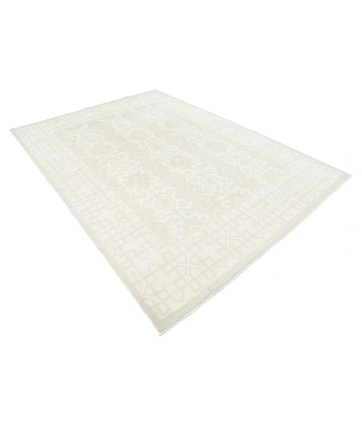 Tan Afghan Khotan Rug 7' 2" x 9' 11" Hand-Knotted | No. AT11443