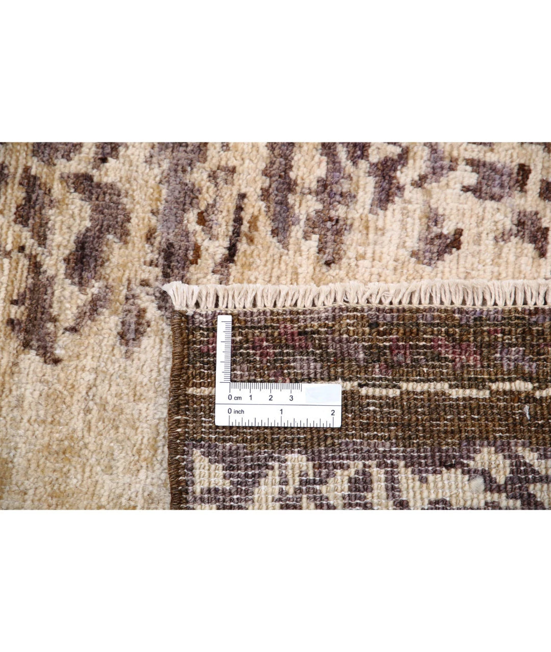 Beige Afghan Modcar Rug 6'7" x 8'0" Hand-Knotted | No. AT11547