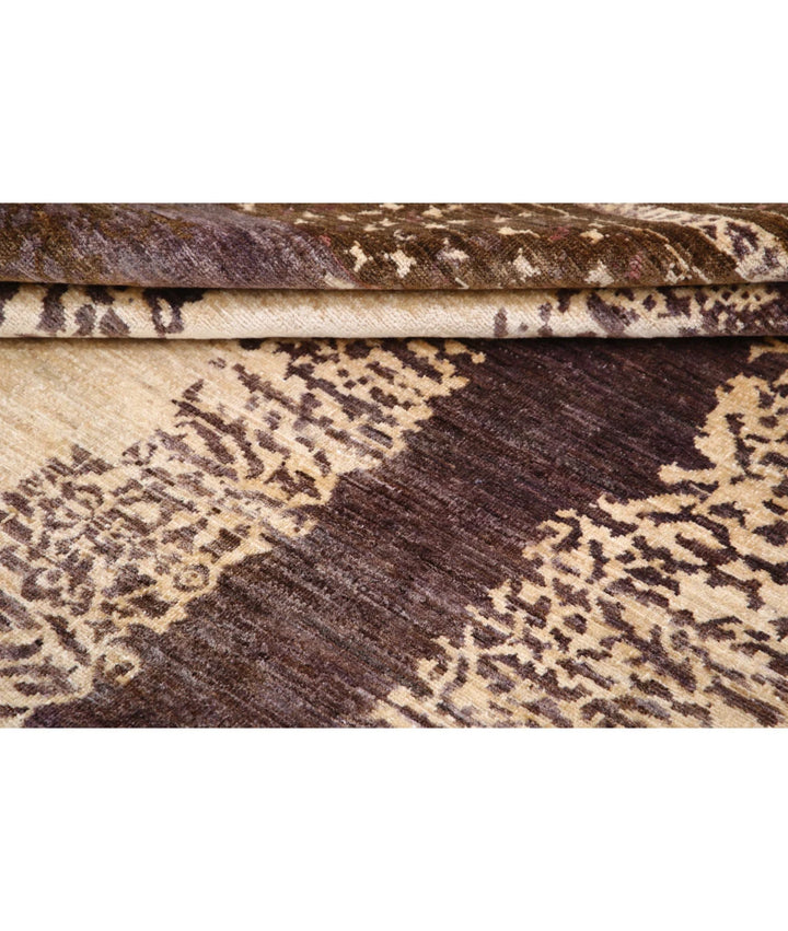 Beige Afghan Modcar Rug 6'7" x 8'0" Hand-Knotted | No. AT11547