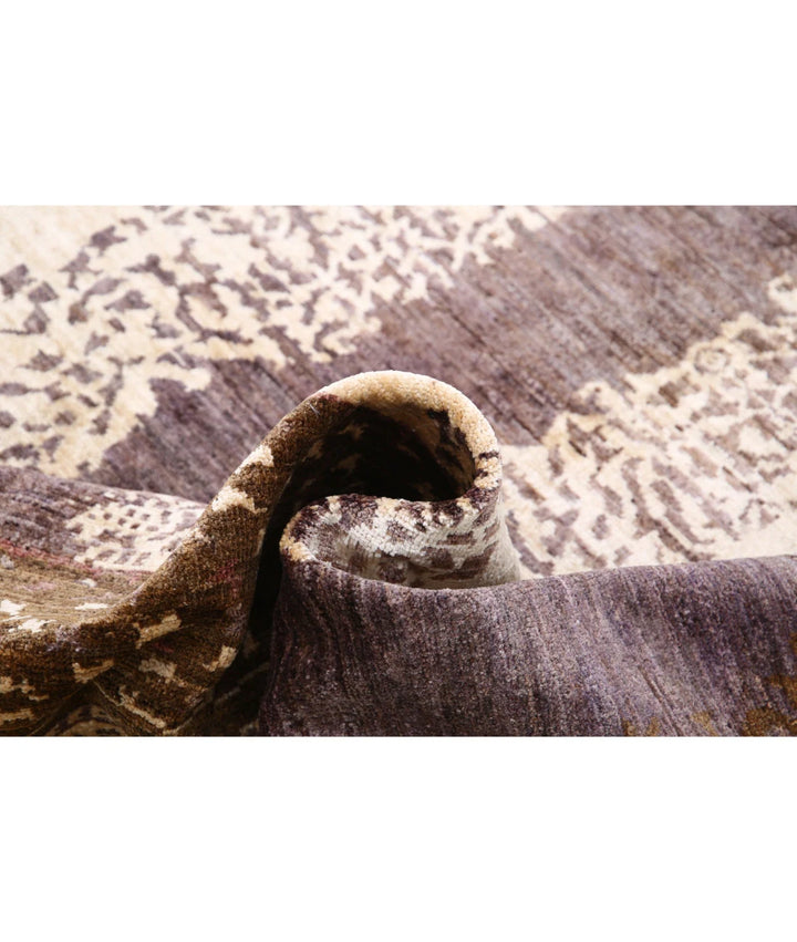 Beige Afghan Modcar Rug 6'7" x 8'0" Hand-Knotted | No. AT11547