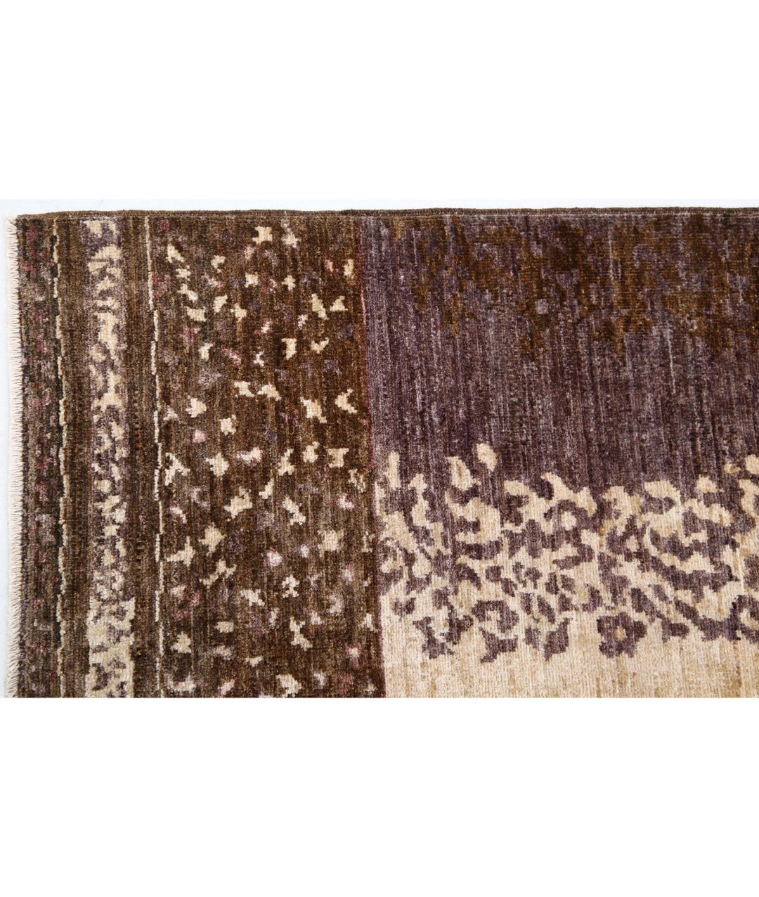 Beige Afghan Modcar Rug 6'7" x 8'0" Hand-Knotted | No. AT11547