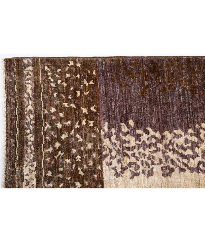 Beige Afghan Modcar Rug 6'7" x 8'0" Hand-Knotted | No. AT11547