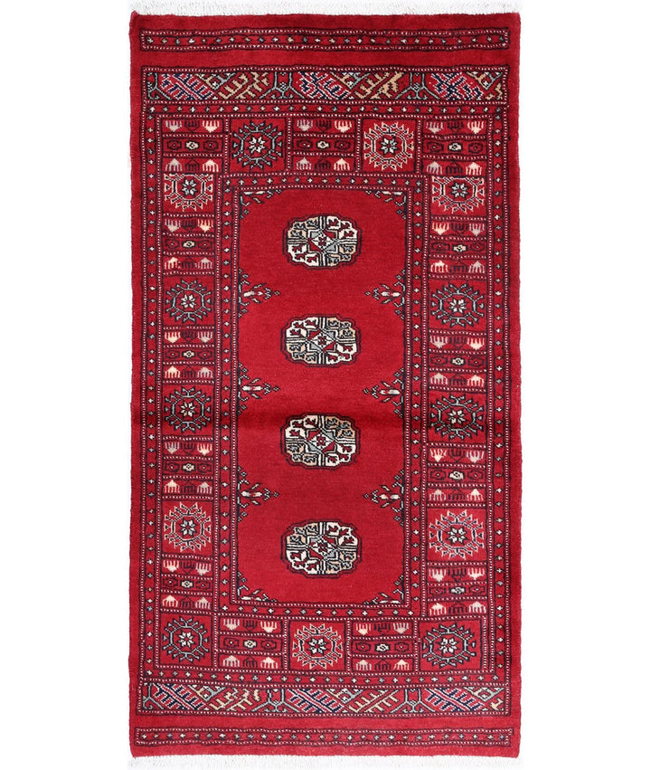Red Black Pakistani Bokhara Rug 2' 6" x 4' 10" Hand-Knotted | No. AT11673