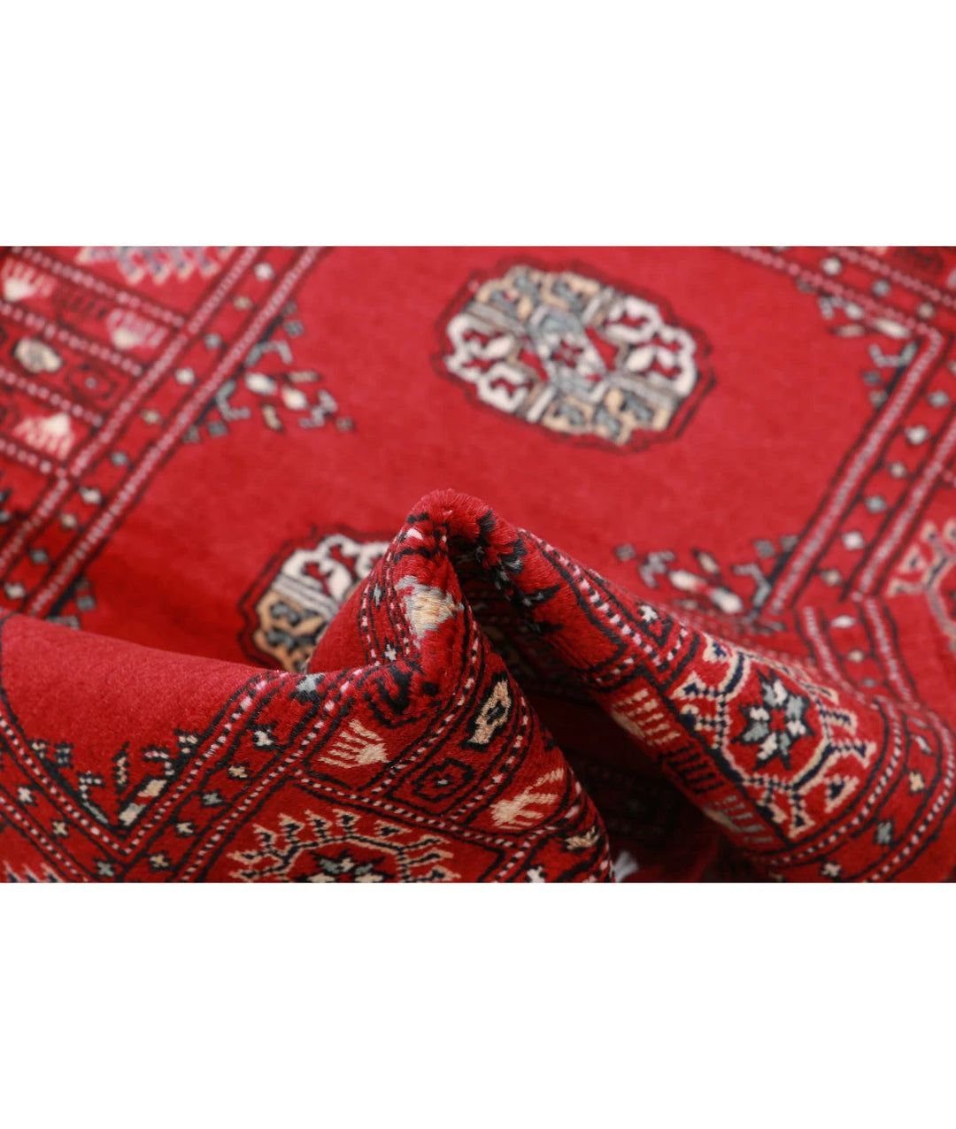 Red Black Pakistani Bokhara Rug 2' 6" x 4' 10" Hand-Knotted | No. AT11673