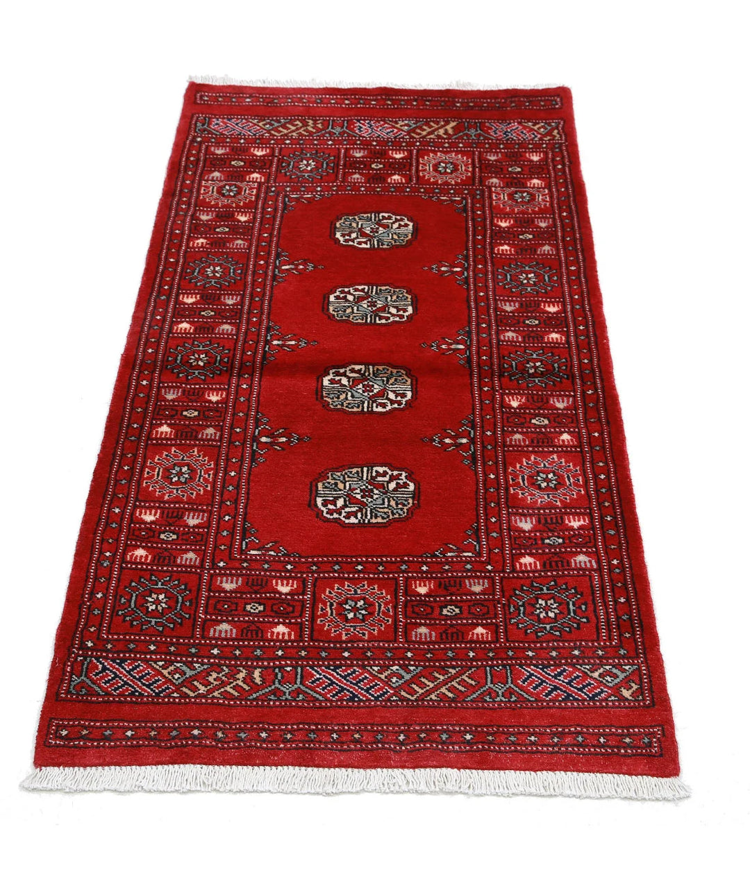 Red Black Pakistani Bokhara Rug 2' 6" x 4' 10" Hand-Knotted | No. AT11673