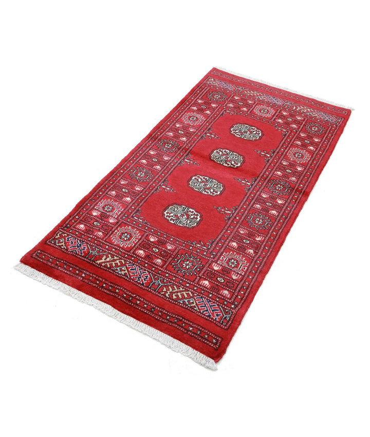 Red Black Pakistani Bokhara Rug 2' 6" x 4' 10" Hand-Knotted | No. AT11673