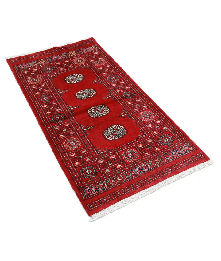 Red Black Pakistani Bokhara Rug 2' 6" x 4' 10" Hand-Knotted | No. AT11673