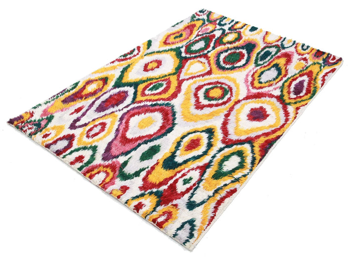Ivory Moroccan Tribal Rug 3' 11" x 6' 0" Hand-Knotted | No. AT11690