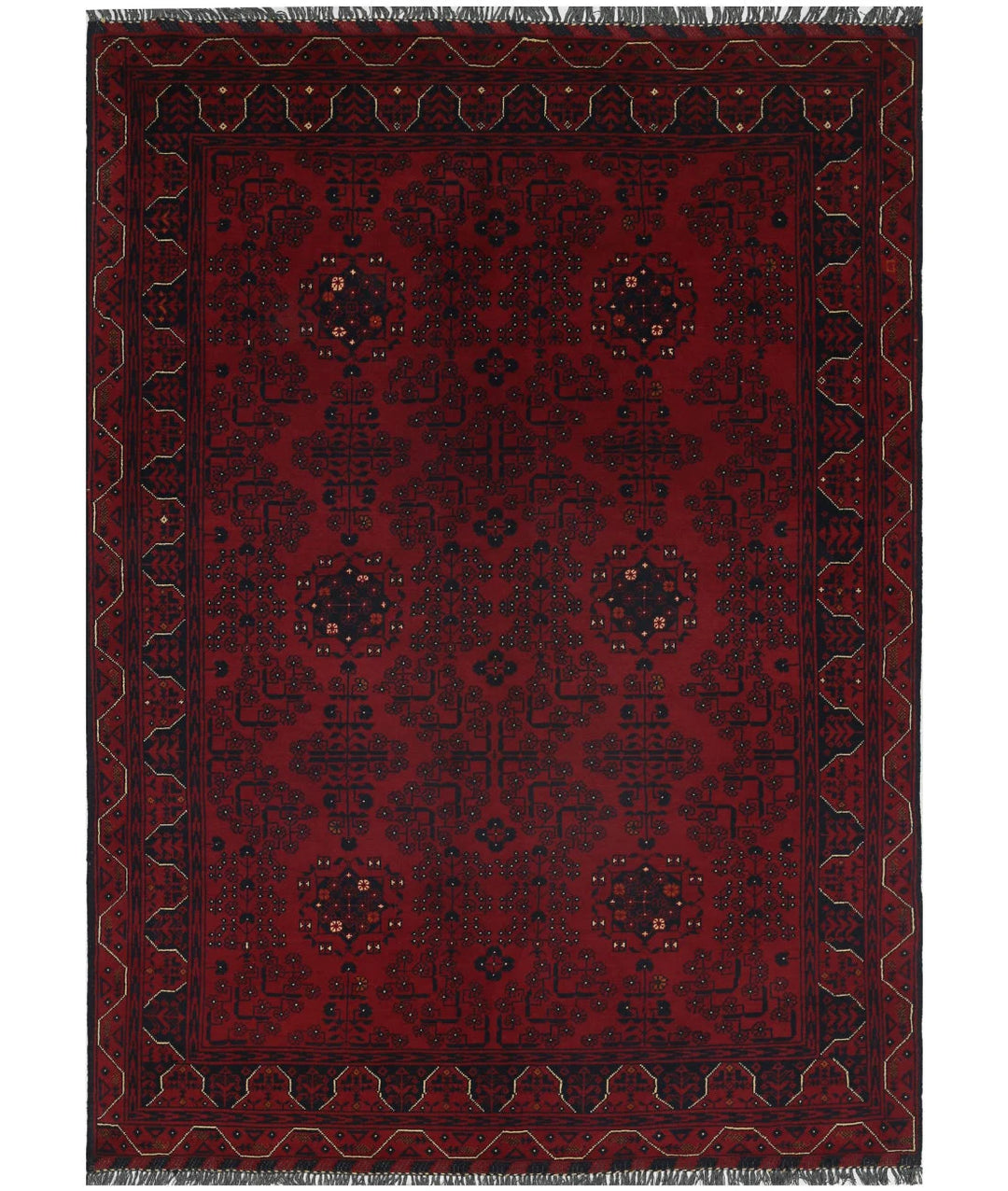 Red Afghan Khamyab Rug 4' 9" x 6' 6" Hand-Knotted | No. AT11739