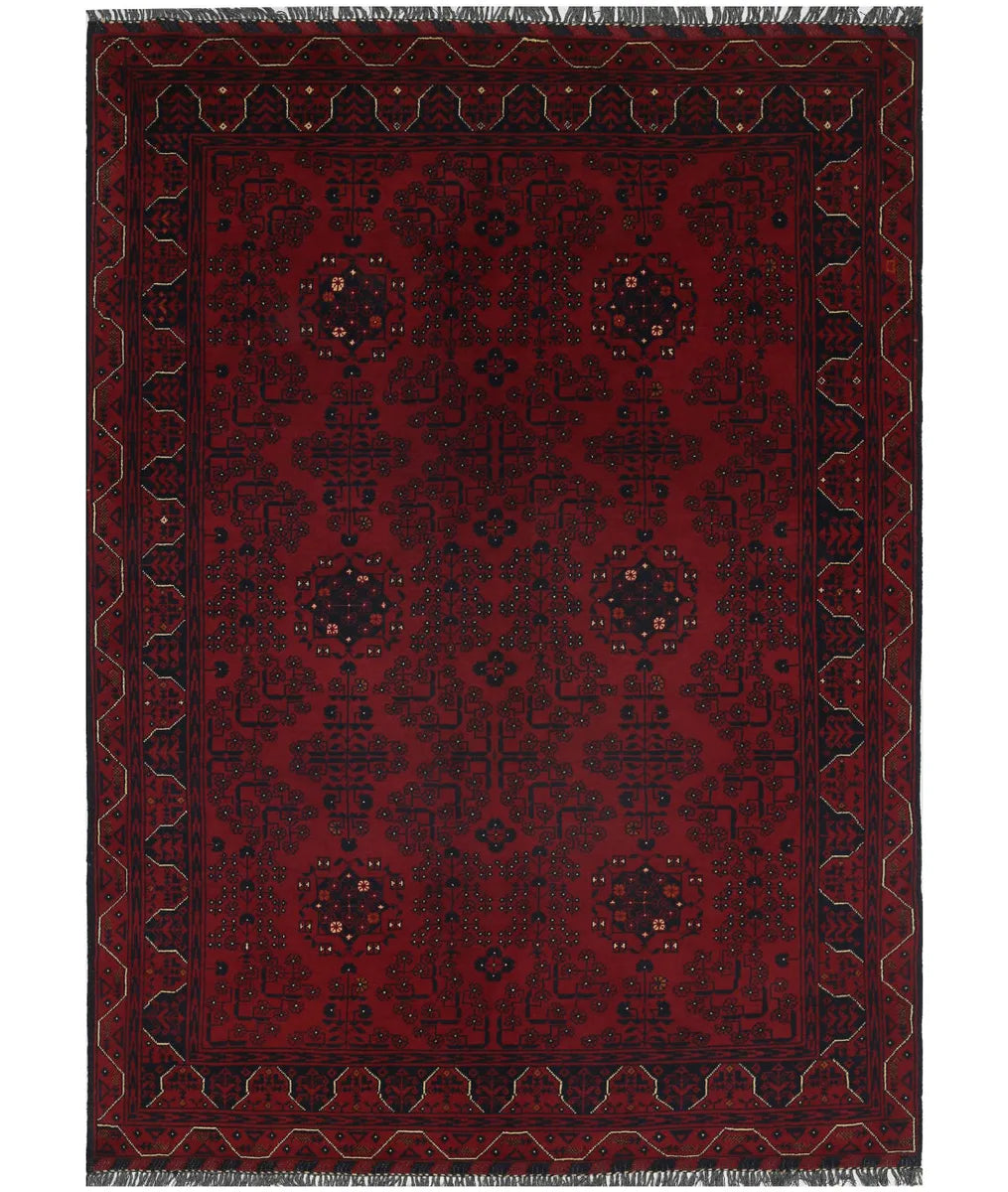 Hand Knotted Afghan Khamyab Wool Rug 4' 9" x 6' 6" - No. AT11739
