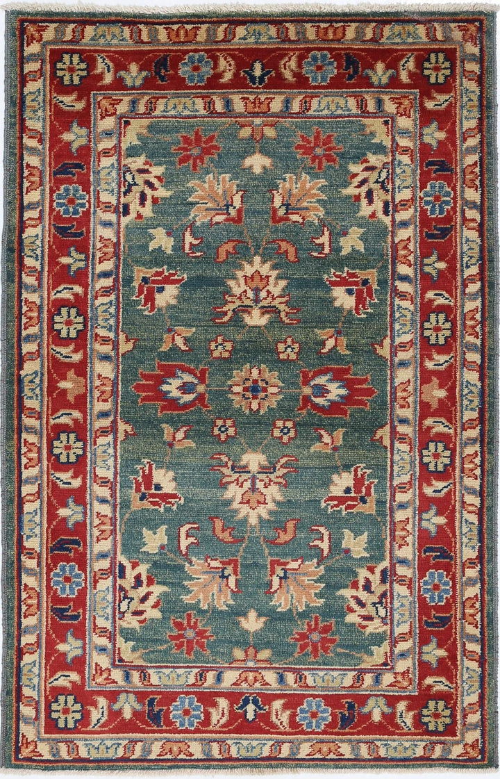 Green Afghan Ziegler Rug 2' 10" x 4' 6" Hand-Knotted | No. AT11811
