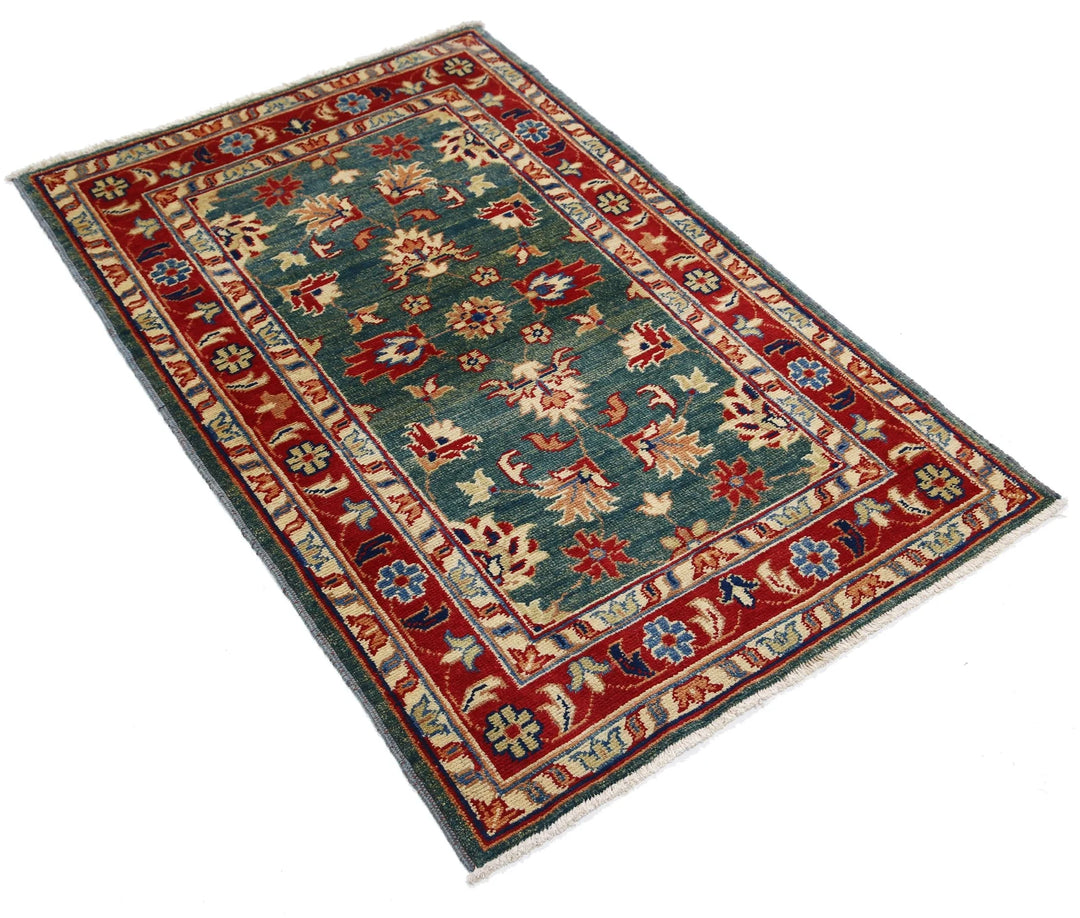 Green Afghan Ziegler Rug 2' 10" x 4' 6" Hand-Knotted | No. AT11811