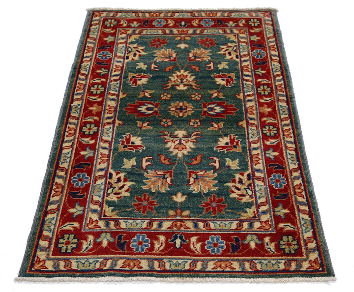 Green Afghan Ziegler Rug 2' 10" x 4' 6" Hand-Knotted | No. AT11811