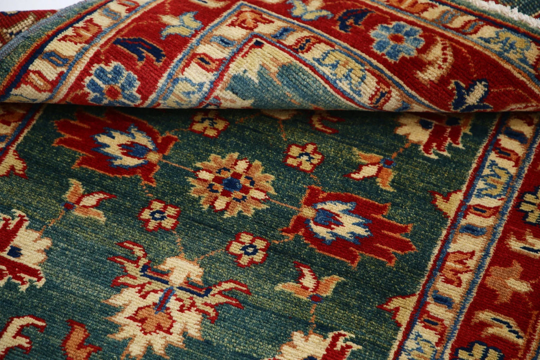 Green Afghan Ziegler Rug 2' 10" x 4' 6" Hand-Knotted | No. AT11811