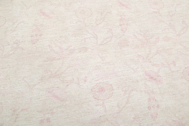 Ivory Afghan Tabriz Rug 13' 9" x 17' 7" Hand-Knotted | No. AT12031