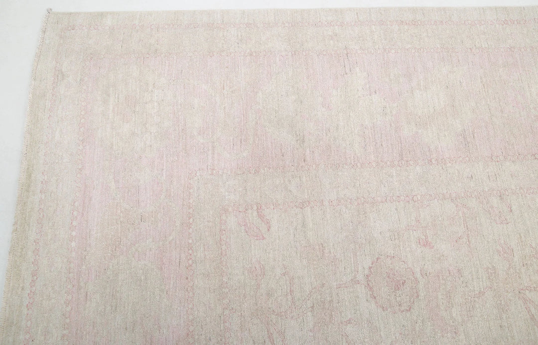 Ivory Afghan Tabriz Rug 13' 9" x 17' 7" Hand-Knotted | No. AT12031