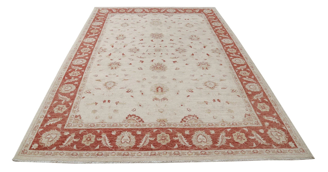 Afghan Ziegler Rug 6' 6" x 9' 7" Hand-Knotted | No. AT12035