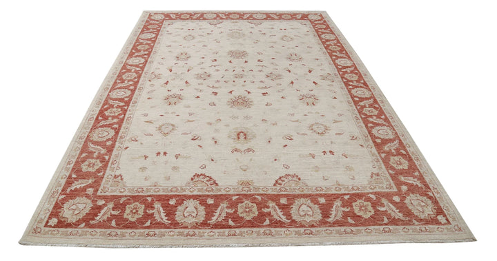 Afghan Ziegler Rug 6' 6" x 9' 7" Hand-Knotted | No. AT12035