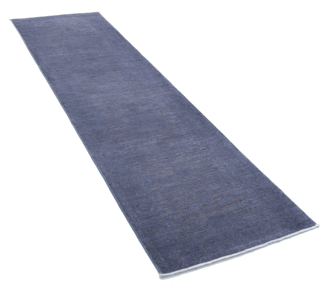 Grey Afghan Overdye Rug 2' 6" x 9' 6" Hand-Knotted | No. AT12047