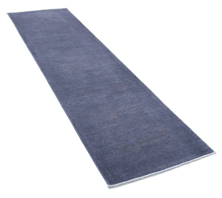 Grey Afghan Overdye Rug 2' 6" x 9' 6" Hand-Knotted | No. AT12047