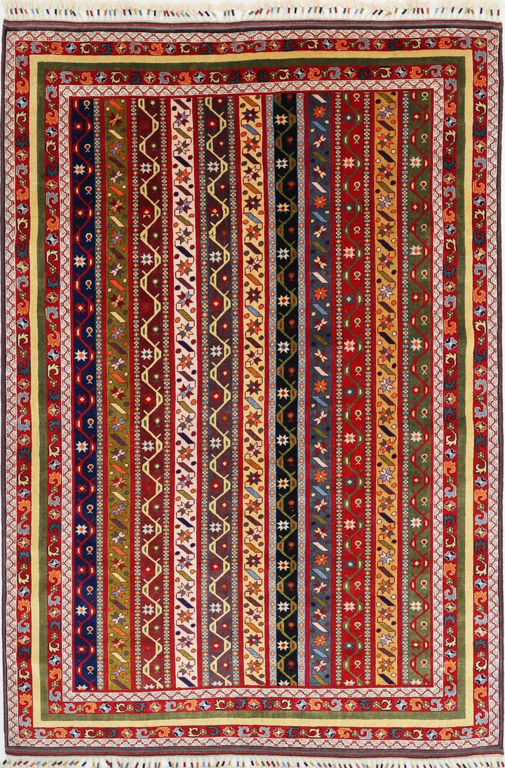 Afghan Shaal Rug 6' 5" x 9' 7" Hand-Knotted | No. AT12060