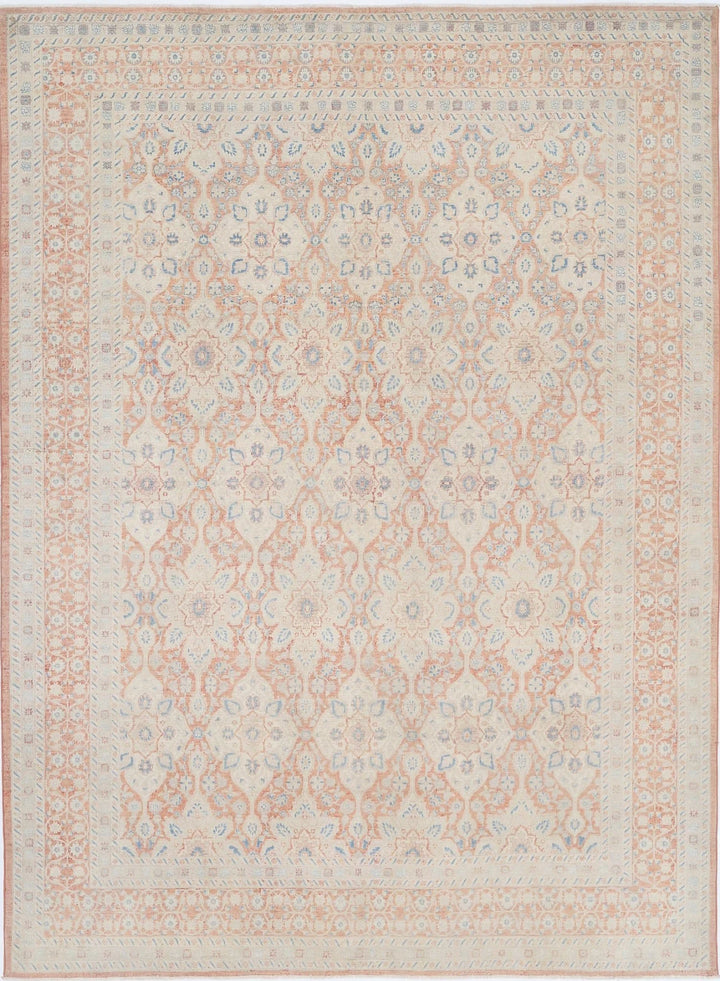 Rust Afghan Tabriz Rug 9' 1" x 12' 4" Hand-Knotted | No. AT12155