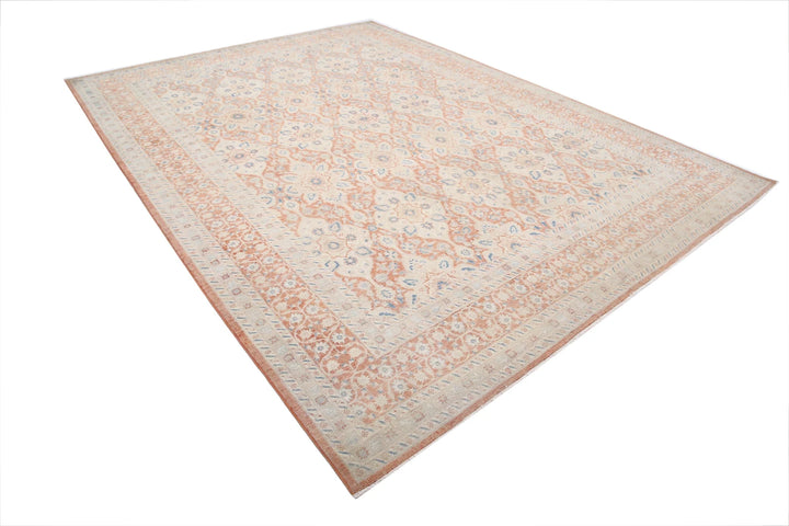 Rust Afghan Tabriz Rug 9' 1" x 12' 4" Hand-Knotted | No. AT12155