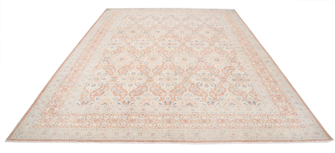 Rust Afghan Tabriz Rug 9' 1" x 12' 4" Hand-Knotted | No. AT12155