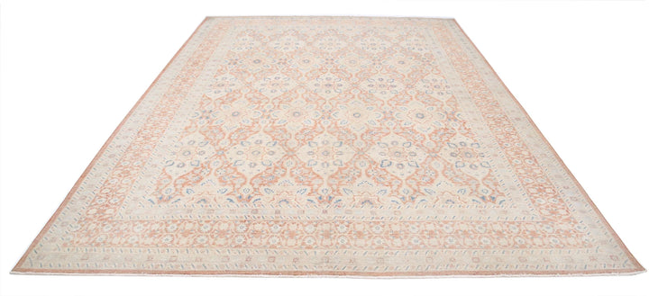 Rust Afghan Tabriz Rug 9' 1" x 12' 4" Hand-Knotted | No. AT12155