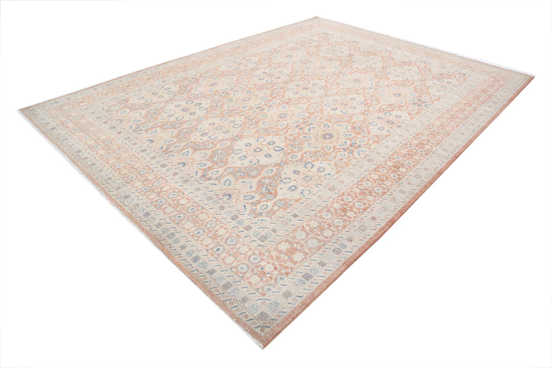 Rust Afghan Tabriz Rug 9' 1" x 12' 4" Hand-Knotted | No. AT12155