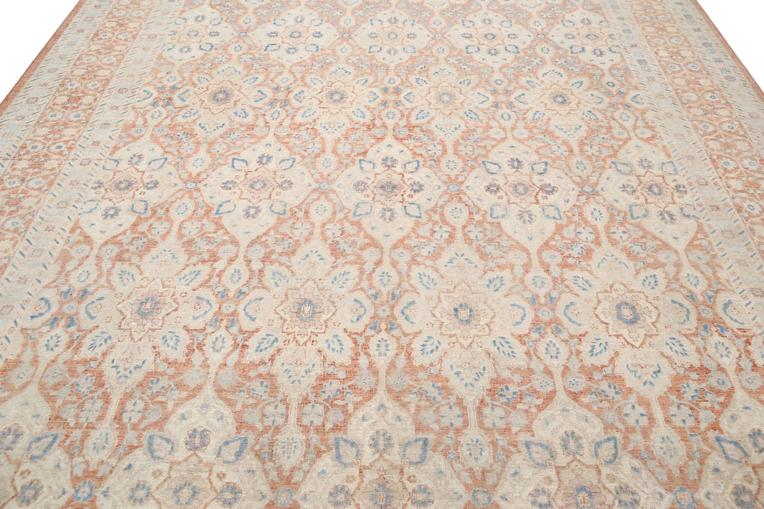 Rust Afghan Tabriz Rug 9' 1" x 12' 4" Hand-Knotted | No. AT12155