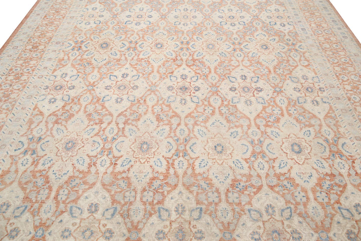 Rust Afghan Tabriz Rug 9' 1" x 12' 4" Hand-Knotted | No. AT12155