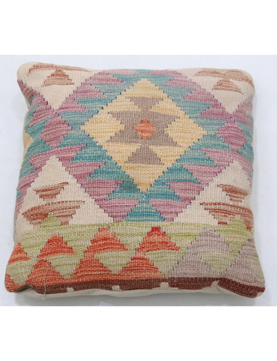 Afghan Tribal Pillow 1' 5" x 1' 5" Hand-Woven | No. AT12173