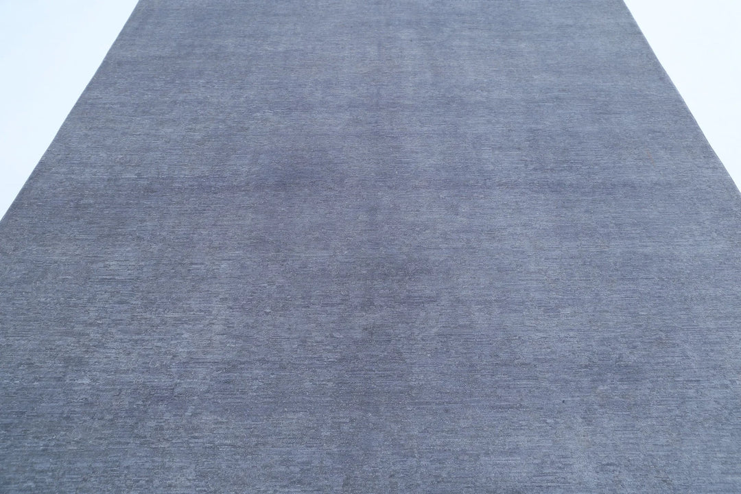 Grey Afghan Overdye Rug 7' 9" x 9' 7" Hand-Knotted | No. AT12176