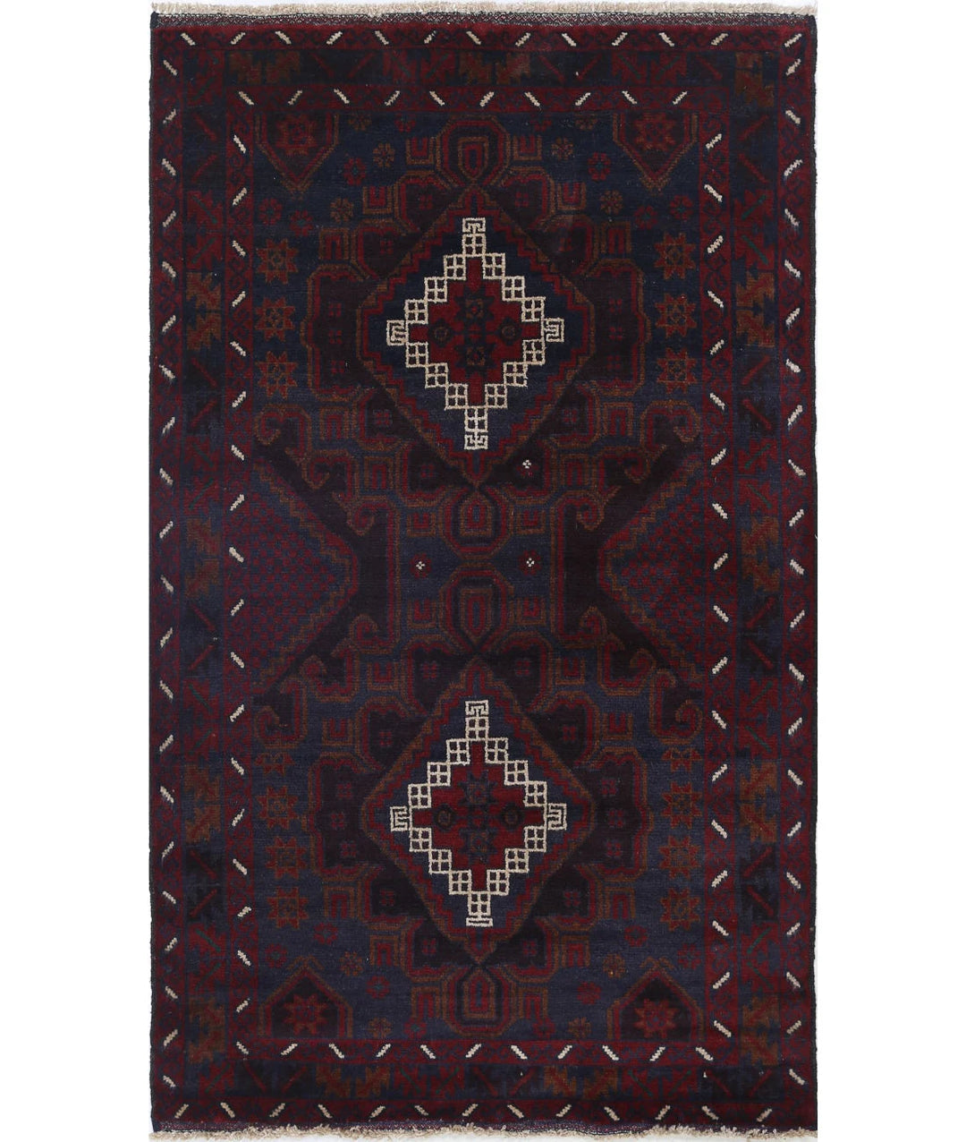Red Afghan Tribal Rug 3' 1" x 5' 1" Hand-Knotted | No. AT12281