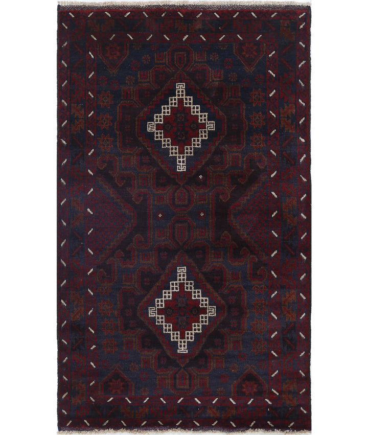 Red Afghan Tribal Rug 3' 1" x 5' 1" Hand-Knotted | No. AT12281