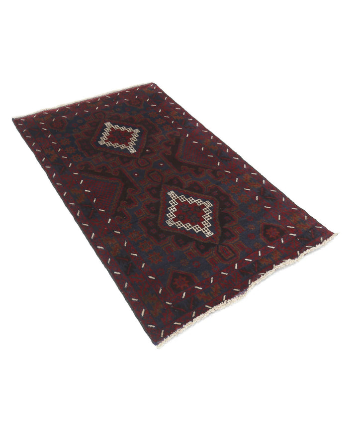 Red Afghan Tribal Rug 3' 1" x 5' 1" Hand-Knotted | No. AT12281