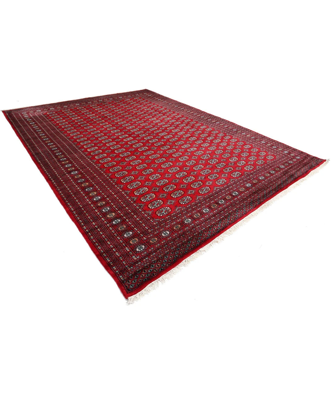 Red Pakistani Bokhara Rug 10' 2" x 13' 5" Hand-Knotted | No. AT12293