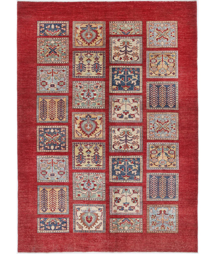 Red Afghan Bakhtiari Rug 5' 9" x 8' 0" Hand-Knotted | No. AT12308