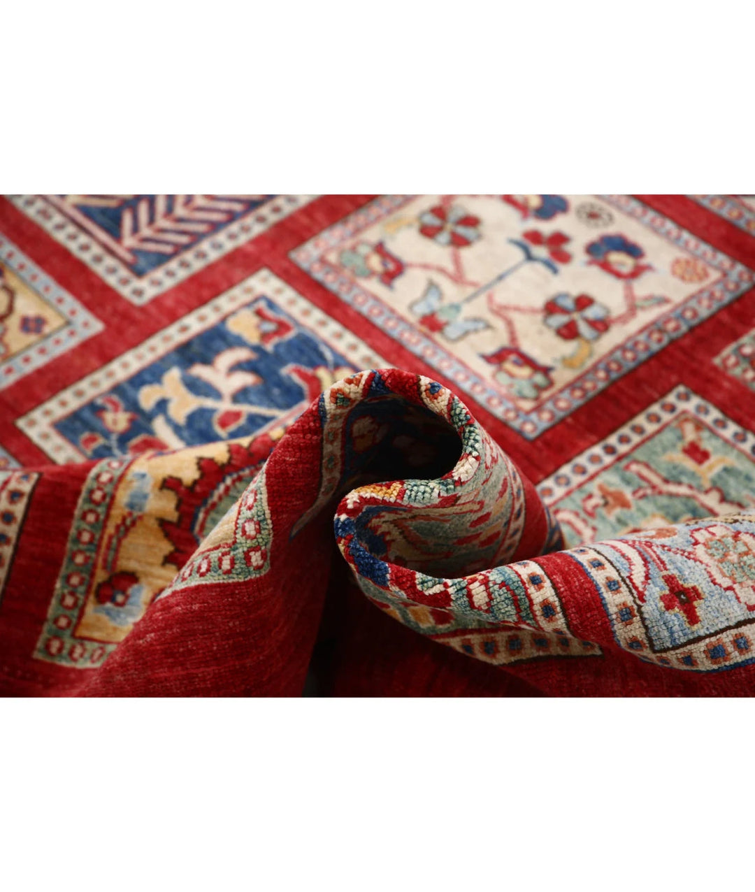 Red Afghan Bakhtiari Rug 5' 9" x 8' 0" Hand-Knotted | No. AT12308