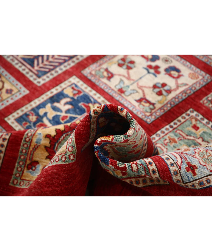 Red Afghan Bakhtiari Rug 5' 9" x 8' 0" Hand-Knotted | No. AT12308