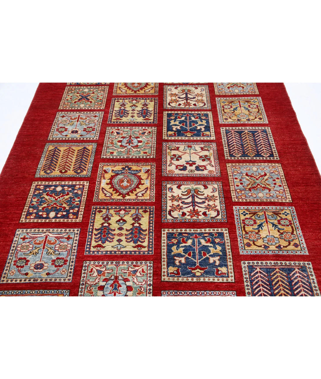 Red Afghan Bakhtiari Rug 5' 9" x 8' 0" Hand-Knotted | No. AT12308