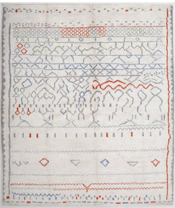 Moroccan Tribal Rug 8' 6" x 9' 9" Hand-Knotted | No. AT12357