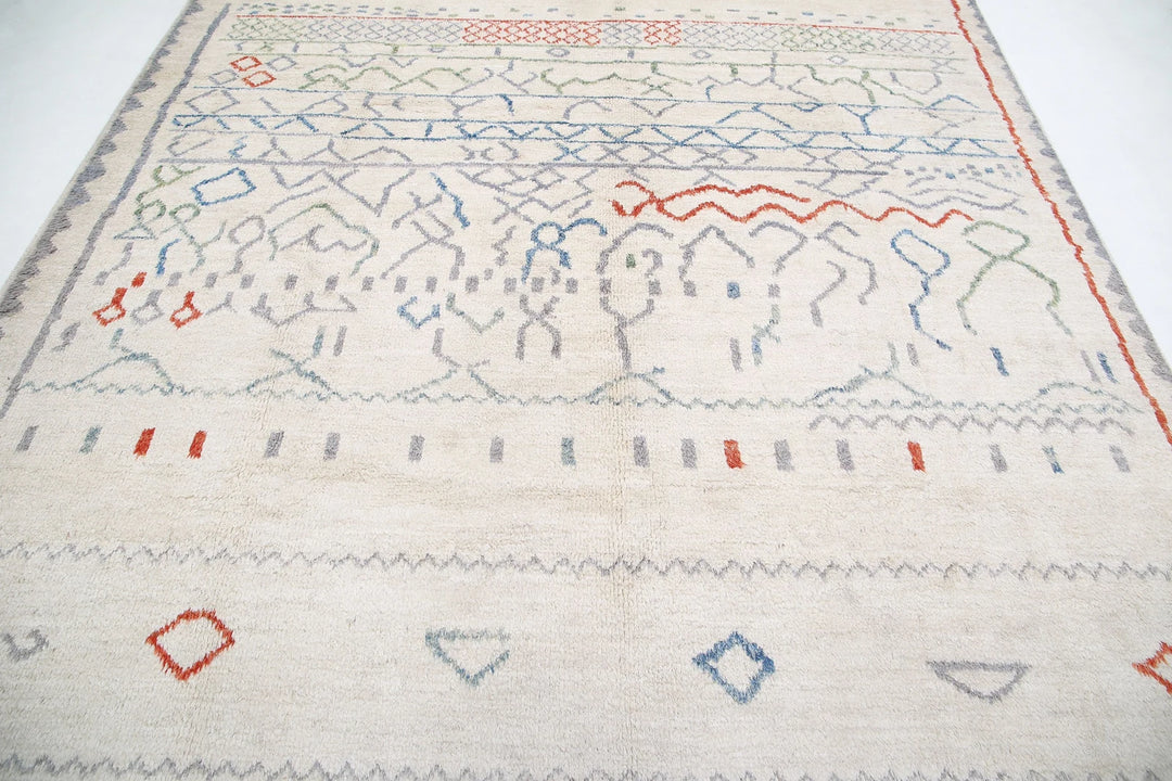Moroccan Tribal Rug 8' 6" x 9' 9" Hand-Knotted | No. AT12357
