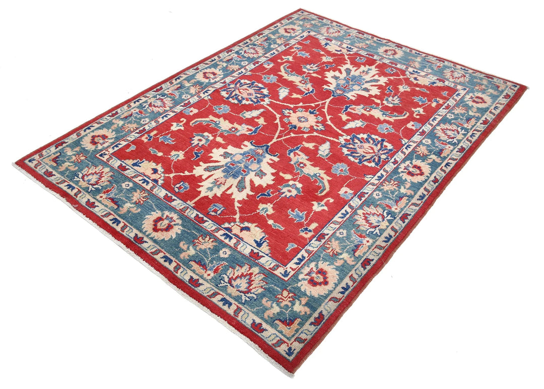 Afghan Ziegler Rug 4' 9" x 6' 6" Hand-Knotted | No. AT12361