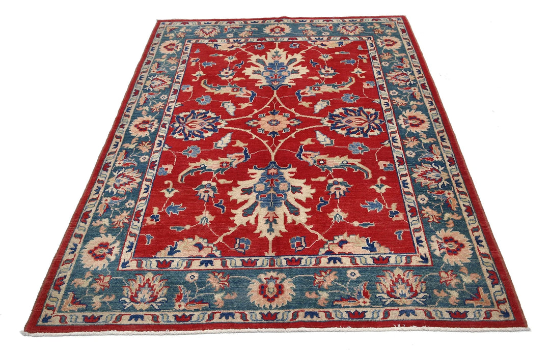 Afghan Ziegler Rug 4' 9" x 6' 6" Hand-Knotted | No. AT12361
