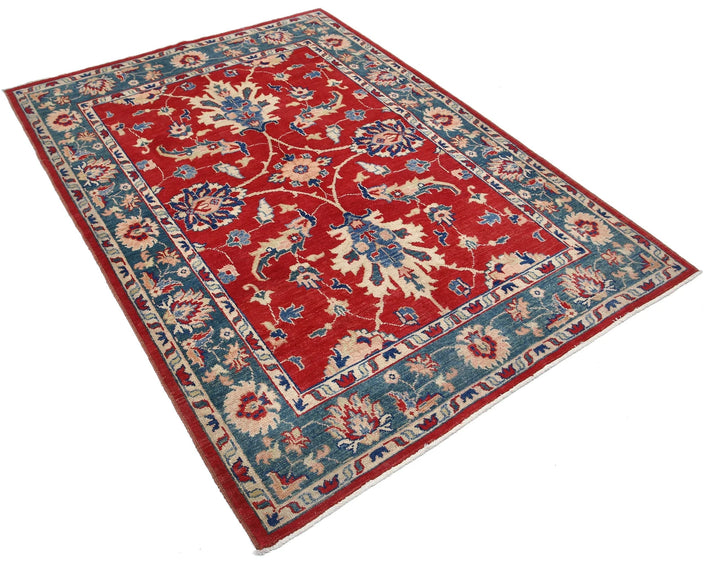 Afghan Ziegler Rug 4' 9" x 6' 6" Hand-Knotted | No. AT12361