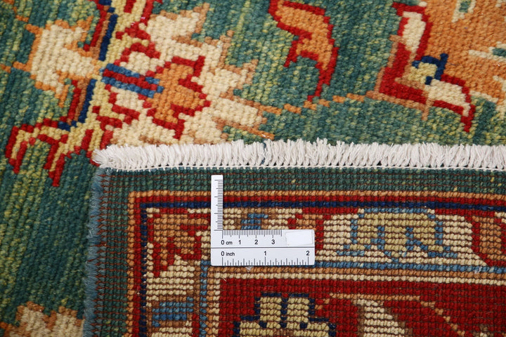 Green Afghan Ziegler Rug 3' 0" x 4' 10" Hand-Knotted | No. AT12369